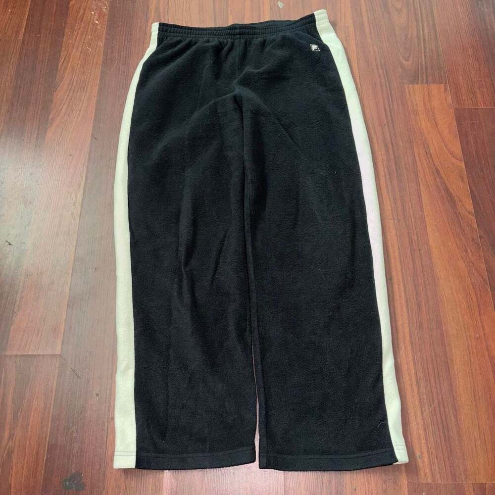 Fila Vintage Fleece Sweatpants Black with White Side Stripes